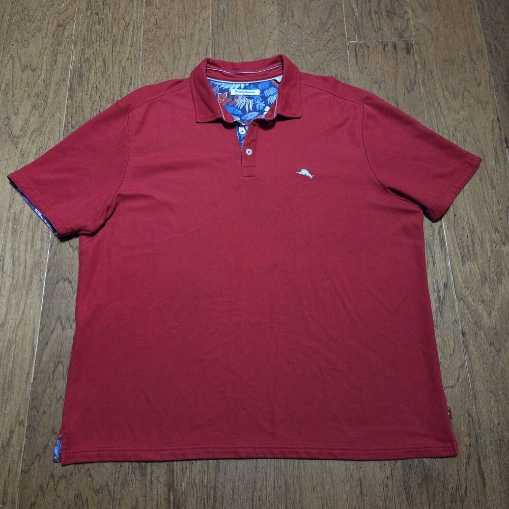 Tommy Bahama Emfielder Polo Men's 2XL Red Golf Performance Stretch Preppy